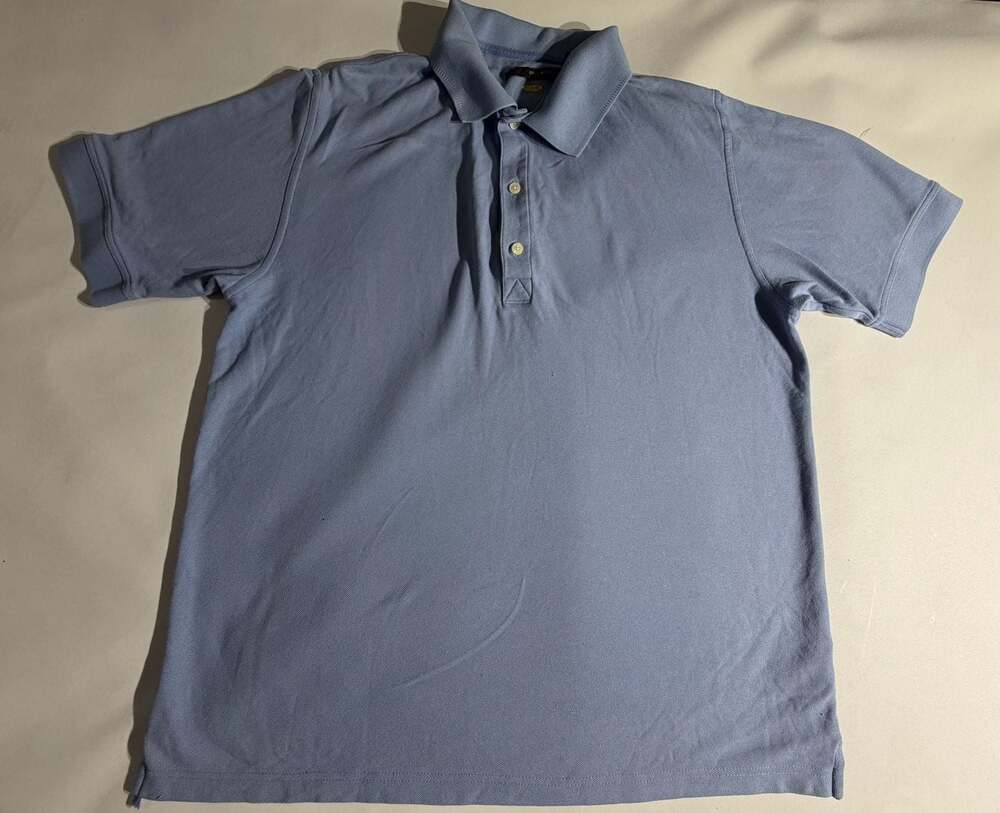Greg Norman Light Blue Polo Shirt L Cotton Pique Short Sleeve Preppy Y2K